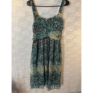 California Woman Teal and Black Multi Color Leopard Print Midi Dress size XL